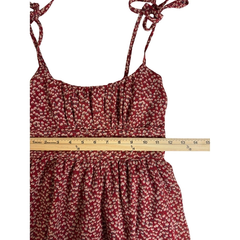 Princess Polly Red Floral Smocked Mini Dress Adjustable‎ Tie Shoulder Beach Vibe - Picture 9 of 11